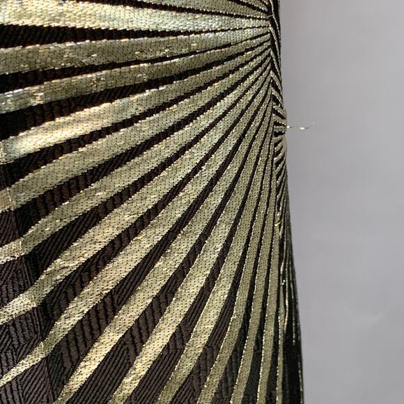 Size 32 Black Gold Jacquard Silk Blend Sunburst Cropped Casual Pants - Picture 5 of 13